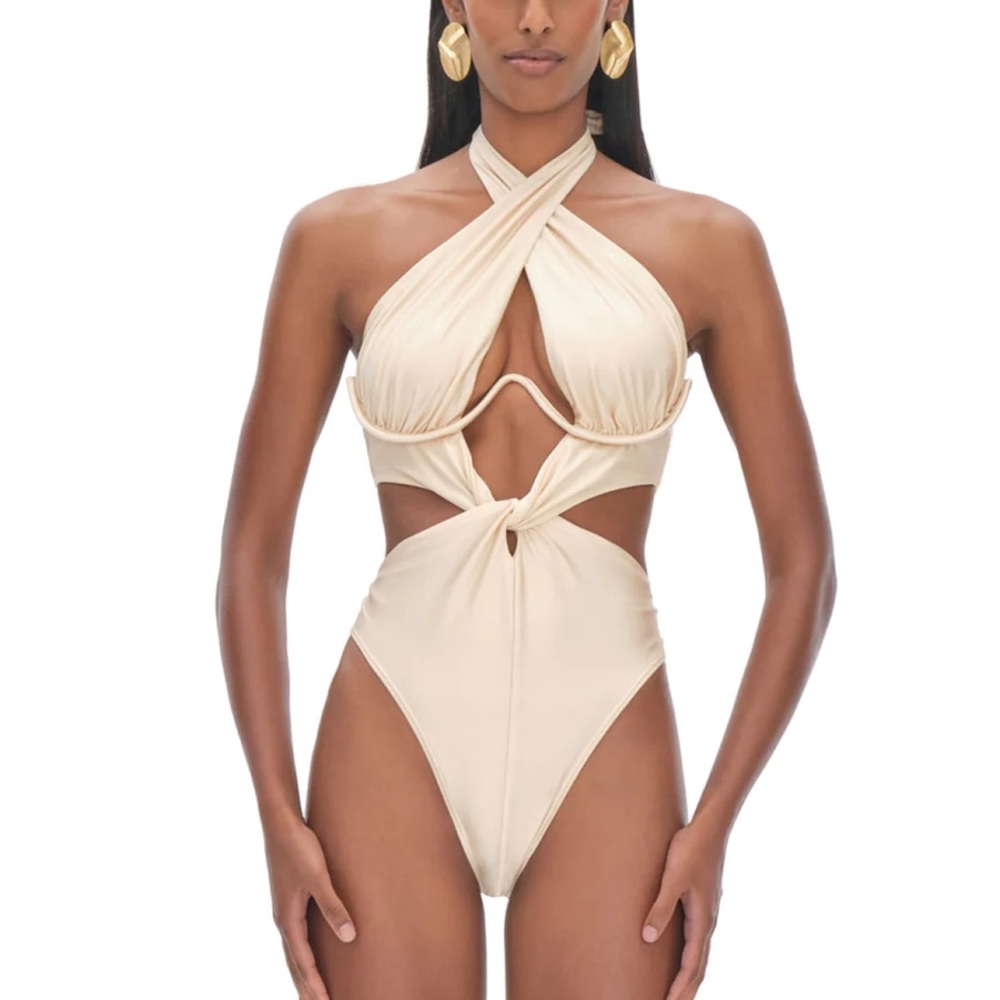 Andrea Iyamah Nayo One Piece Swimsuit in Vanilla Size XS